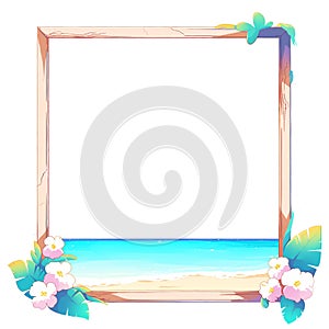 Frame Decoration With Tropical Flowers