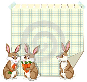 Frame design template with three bunnies