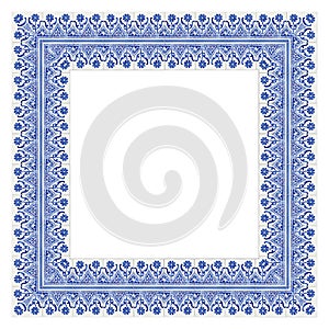 Frame design with typical portuguese decorations with colored ceramic tiles called