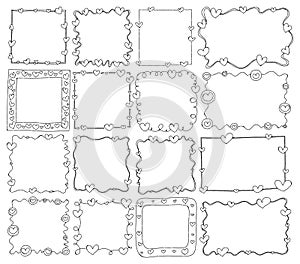 Frame doodle vector set. Drawing sketch hand drawn line eps10