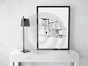 Frame with drawing house
