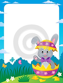 Frame with Easter bunny in eggshell