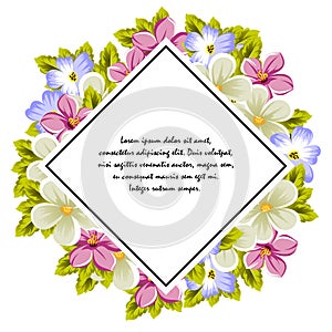 Frame of a few flowers. For design of cards, invitations, greeting for birthday, wedding, party, holiday, celebration, Valentine`