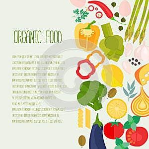 Frame of flat designed food with copyspace.