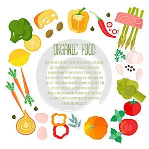 Frame of flat designed food with copyspace.