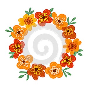 Frame. Floral collection with leaves, flower bouquets. Vector flowers on a white background