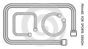 Frame in form of sports elastic expander for arms and chest. Rubber sports trainer for fitness. Vector