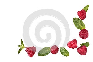 Frame of fresh raspberries