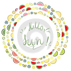 A frame of fruits image,clipart for print.Graphic design.