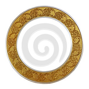 Marco dorado círculo sobre el blanco 