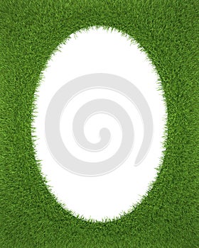 Frame with green grass with isolated oval