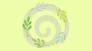 frame of green leaves and hexagon for title background