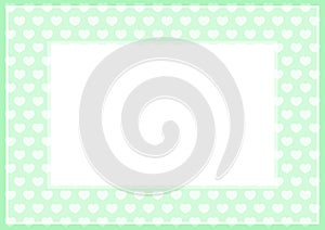 Frame of green pastel color soft and hearts shape for banner background and copy space white paper, heart shape on green soft