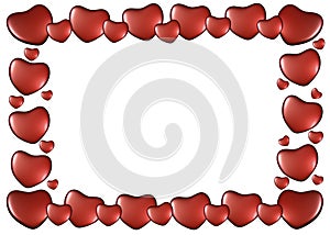 Frame of hearts on Valentine's Day