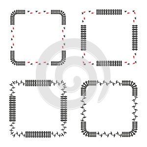 Frame icon. Border design element. Vector square layout. Green leaf motif.