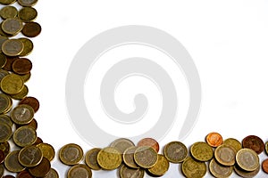 Frame of isolated euro coins