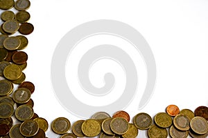 Frame of isolated euro coins
