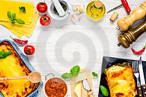 Frame with Italian Cuisine Cooking Ingredients