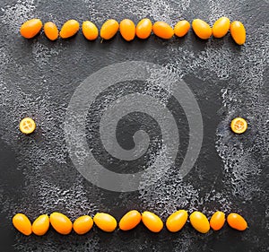 A frame of kumquat fruit, row of fruits