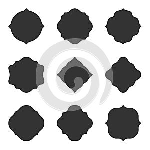 Frame label sticker shape black silhouette set