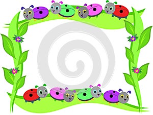 Frame of Ladybugs and Leaves