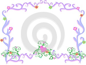 Frame of Light Purple Swirls and Flowers