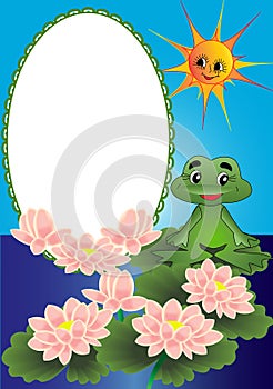 Frame lily and frog