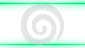 Frame, long rectangular horizontal green lines of lightening and darkening light on white background. Space for your own content