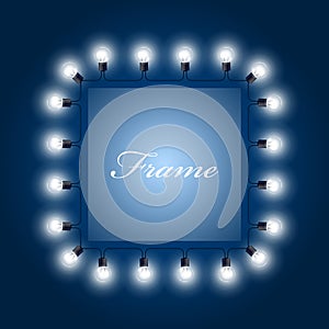 Frame of luminous light bulbs