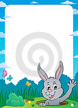 Frame with lurking Easter bunny theme 1