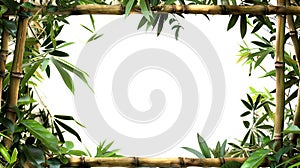 A frame made of bamboo leaves with a white background