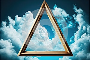 Frame made with covered white cloud in the sky in triangle shape.