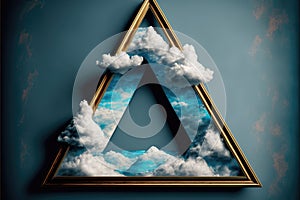 Frame made with covered white cloud in the sky in triangle shape.
