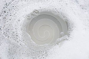 Frame made of detergent foam bubble. Top view