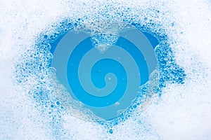 Frame made of detergent foam bubble. Top view