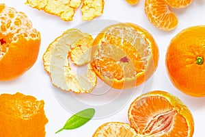 Frame made of fresh orange citrus fruit isolated on white background