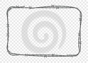 Frame made of metal barbed wire. Vector illustration