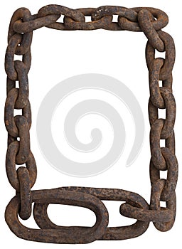 Frame made of metal old chain