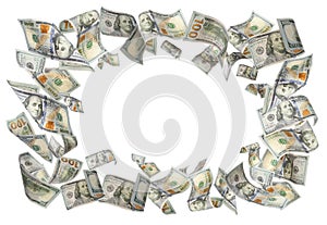 Frame made of money on background, space for text. Currency exchange