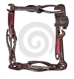 Frame Made of Old, Rusted Tools