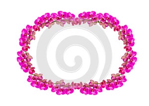 Frame made from orchid flowers isolated on white