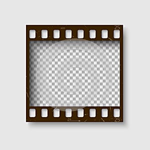 Frame of 35 mm filmstrip. Empty blanck Photo negative film. Camera roll template fot your design.