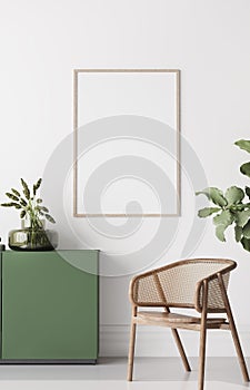 Frame mock up in Boho Chic Living Room, simple and comfortable design photo