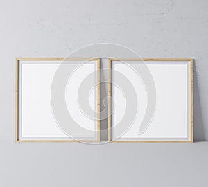 Frame mock up, Square wooden empty frames in modern minimal design