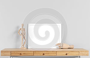 frame mock up table beside human body. High quality photo