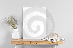 frame mock up table beside vase 2. High quality beautiful photo concept