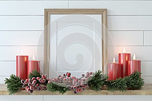 Frame mockup. Christmas decor. 3d render