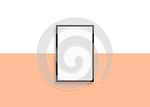 Frame mockup design on peach fuzz color background