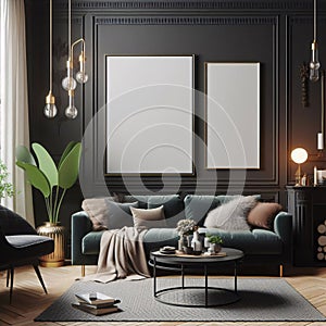 Frame Mockup Enhancing Living Room Dynamics Generative ai for illustrations