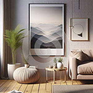 Frame Mockup Enlivening Nordic Living Space Generative ai for illustrations